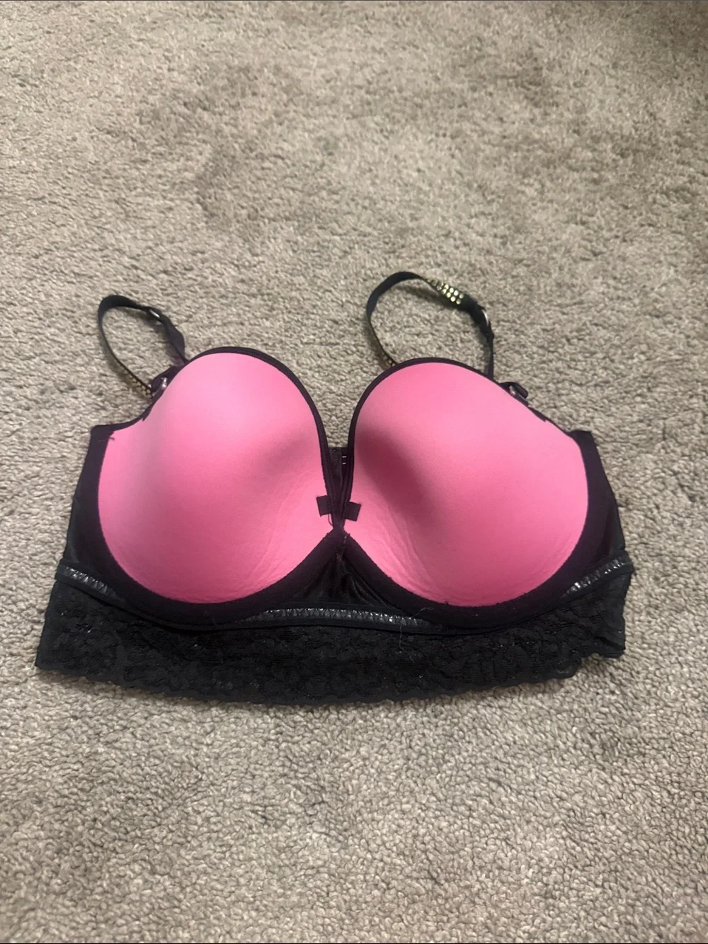 PINK Victoria's Secret Black Sequin Bandeau Bra with Straps